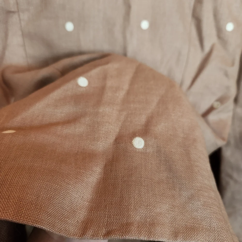 Donna Morgan Polka Dot Beige Tan Linen Blazer Suit Jacket Teill Embroidered Sz 4